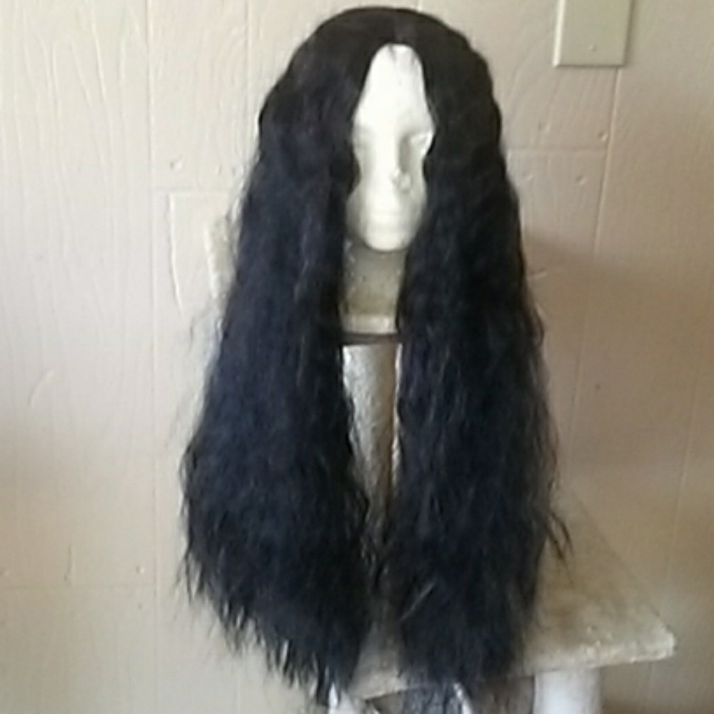 Gorgeous Black Wavy skin top Wig 29 in.